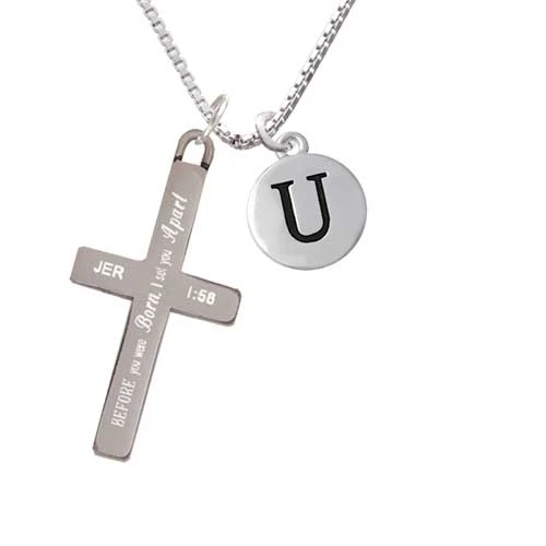 Capital Letter - U - Pebble Disc - - I Set You Apart - Cross Necklace (1)