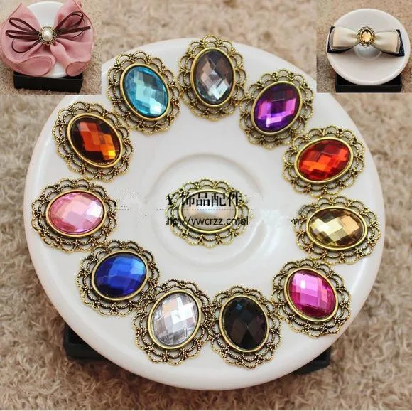 

100pcs/lot 30*25MM Alloy jewelry accessories metal rhinestone button wedding embellishment hair bow garment DIY accessory