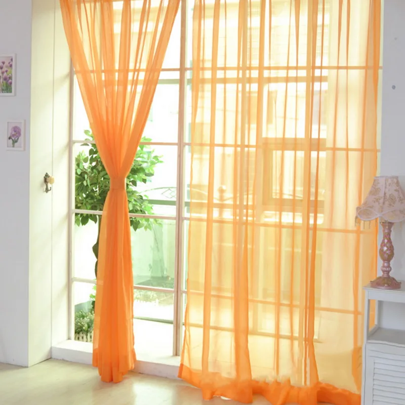 

Urijk Curtain Pure Color Tulle Door Window Curtain Drape Panel Sheer Scarf Valances Modern bedroom Living Room Curtains Cortinas