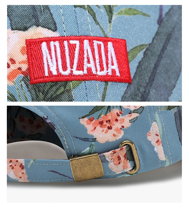 NUZADA бренд для мужчин и женщин пара печать бейсболка Snapback летние цветы качество хлопок шляпы классические модные бейсболки
