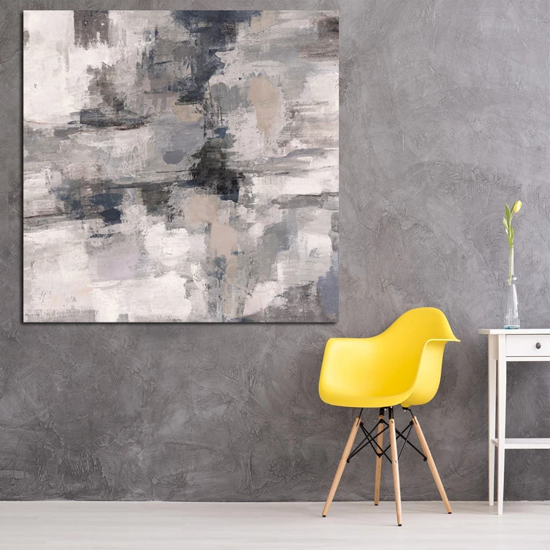 HD Print Yellow Gray Abstract Oil painting on Canvas Professional Art Poster Wall Picture for Living Room Sofa Home Decoration (2)