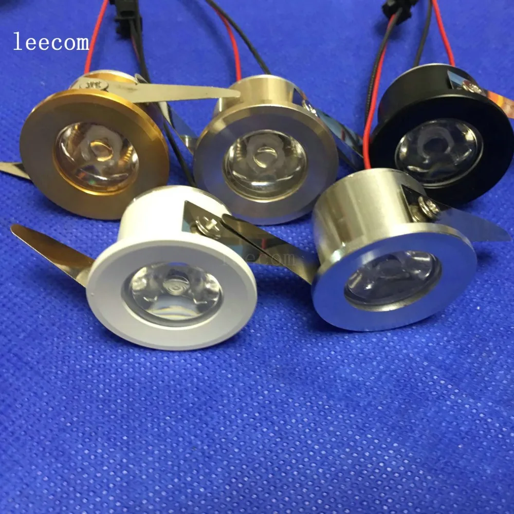 

100pcs/lot silver Mini Downlight Under Cabinet Spot Light 1W Ceiling Recessed Lamp DC12V Dimmable Down lights free shipping