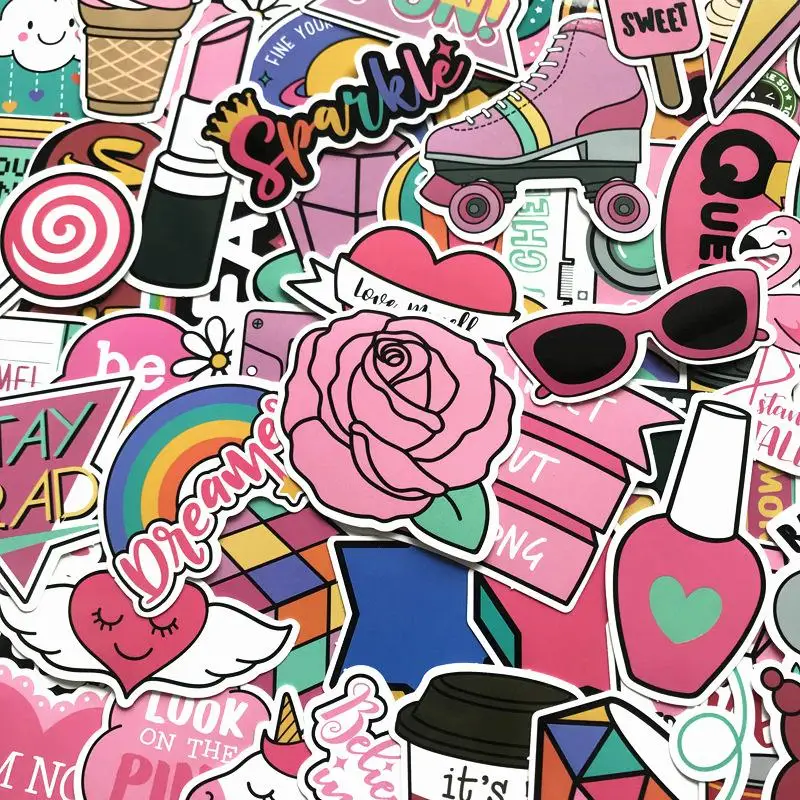 60 шт. ПВХ водонепроницаемый Vsco для девочек Kawaii розовый забавный стикер игрушки багаж наклейка s для мото автомобиля и чемодана крутая модная наклейка s