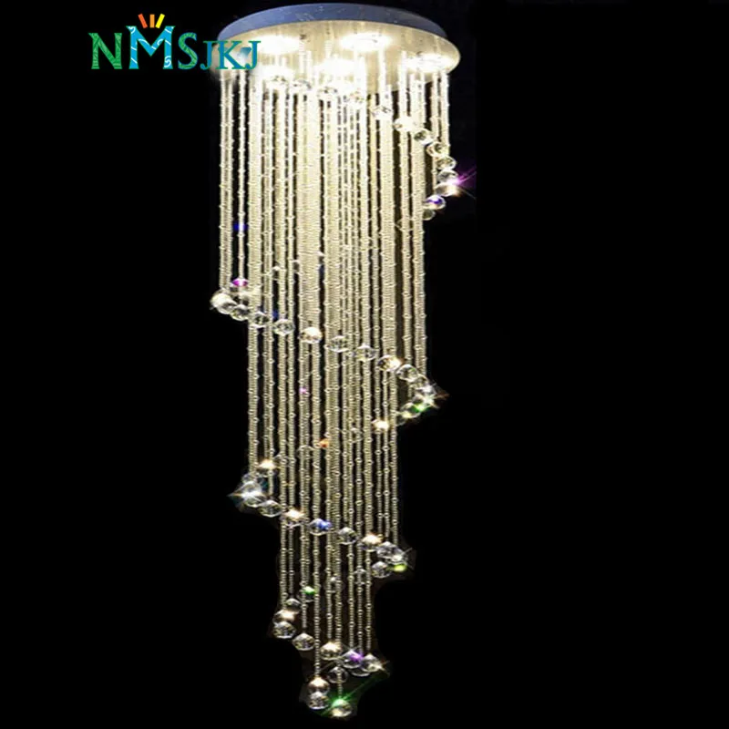 

Spiral Crystal Light Fixture Long Crystal Chandelier Light Lustre De Cristal for Staircase, Stairs, Foyer Crystal Stair Lamp