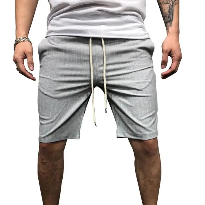 Мужские спортивные полуштаны в полоску, средняя талия, дышащие, облегающие мужские шорты для лета NFE99