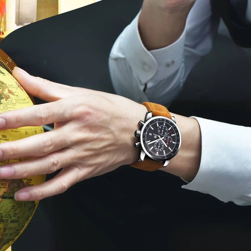 Кварцевые часы Relojes Hombre мужские водонепроницаемые с секундомером спортивные