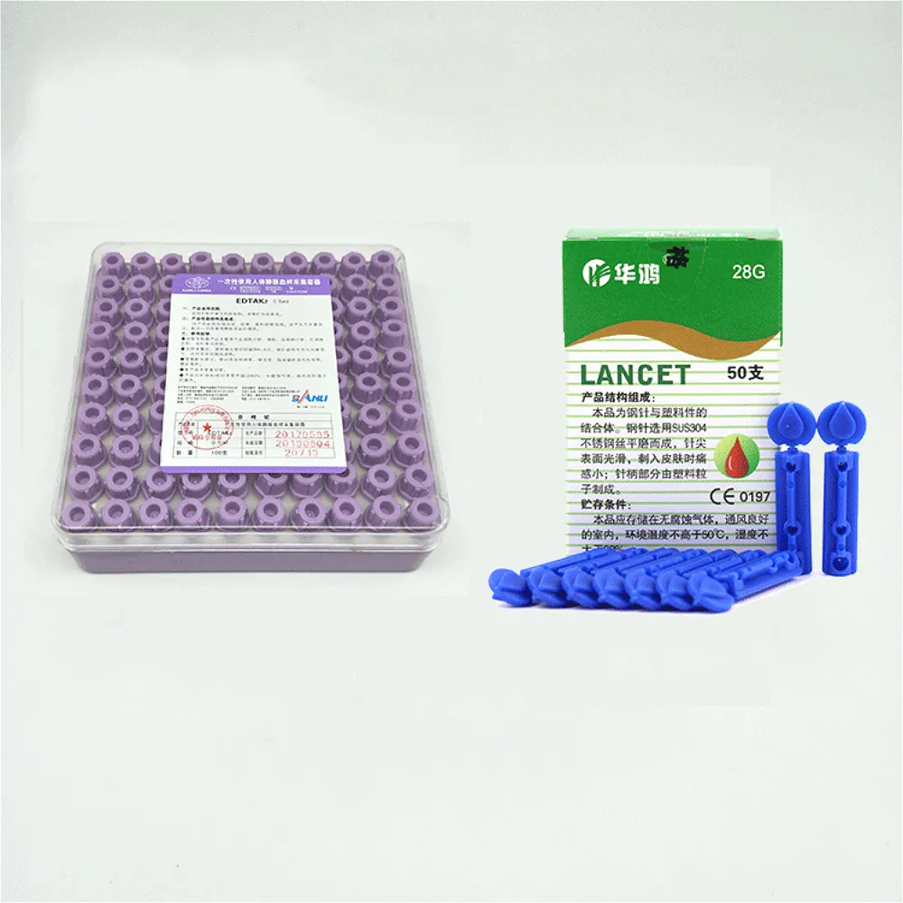 Одноразовая Стерильная микро-трубка для сбора крови с EDTAK2, фиолетовая трубка для антикоагуляции для детей 0,5 мл, 100 шт