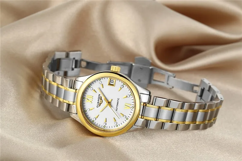 Womens Watches GUANQIN Date Luminous Rainstone Automatic Watch Waterproof Mechanical Watch Brand Luxury Stainless Steel Back (2)