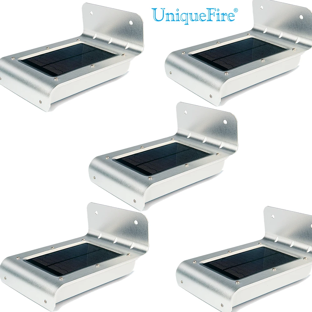 5 Pack UniqueFire 16 LED Solar Power Sensor Lamp Sound Motion Detect Garden Security Light Outdoor