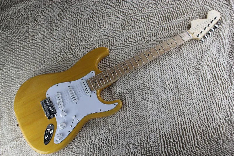 

Chinese guitar Factory custom 2017 Best Price New ST electric guitar nature wood color maple fretboard reversed headstock 212