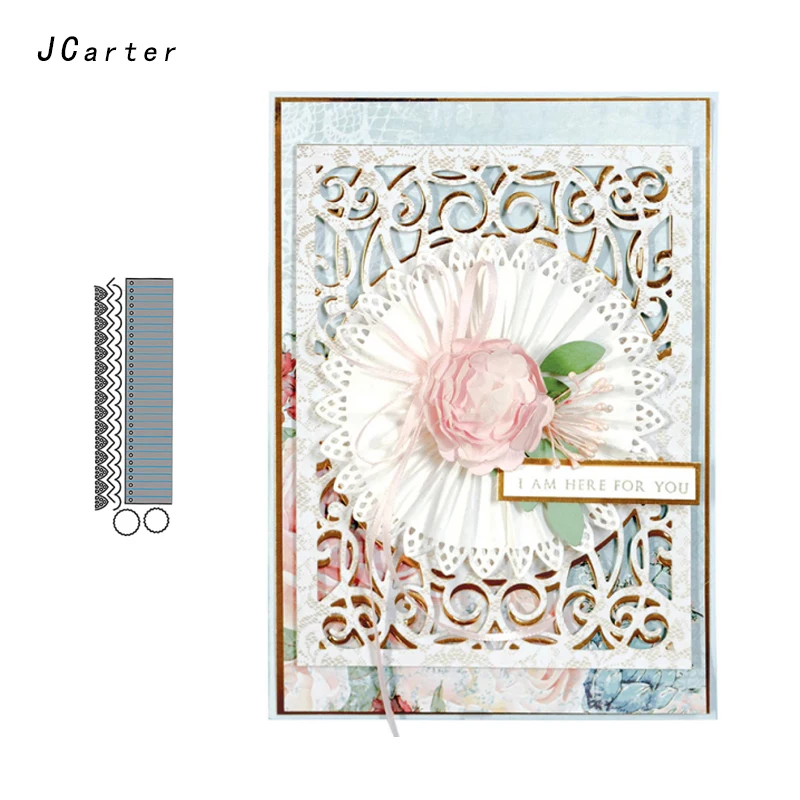 

JCarter Lace Rectangle Ruler Metal Cutting Dies Stencils Scrapbooking For DIY Embossing Folder Paper Cards Maker Handmade Album