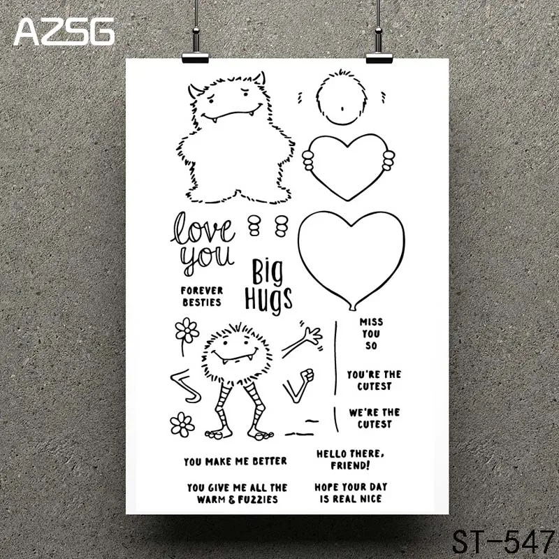 

AZSG Cute little monster Clear Stamps/seal for DIY Scrapbooking/Card Making/Photo Album Decoration Supplies
