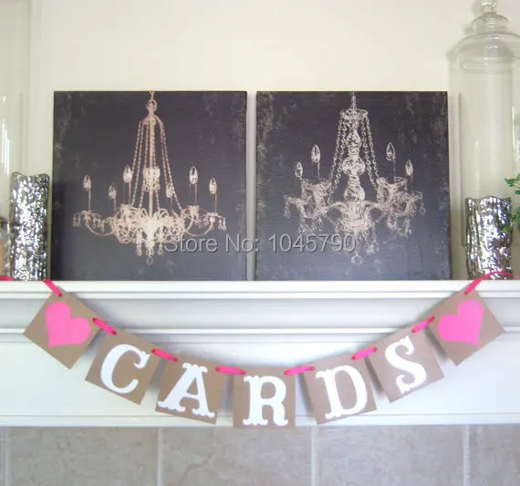 

Free Shipping 1 X Romantic CARDS Banner Chic Wedding Photo Prop Sign Party HangingGarlands