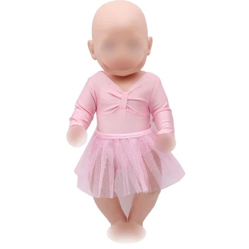 

43 cm baby dolls dress new born Ballet pink dress dance suit uniform Baby toys fit American 18 inch Girls doll f316