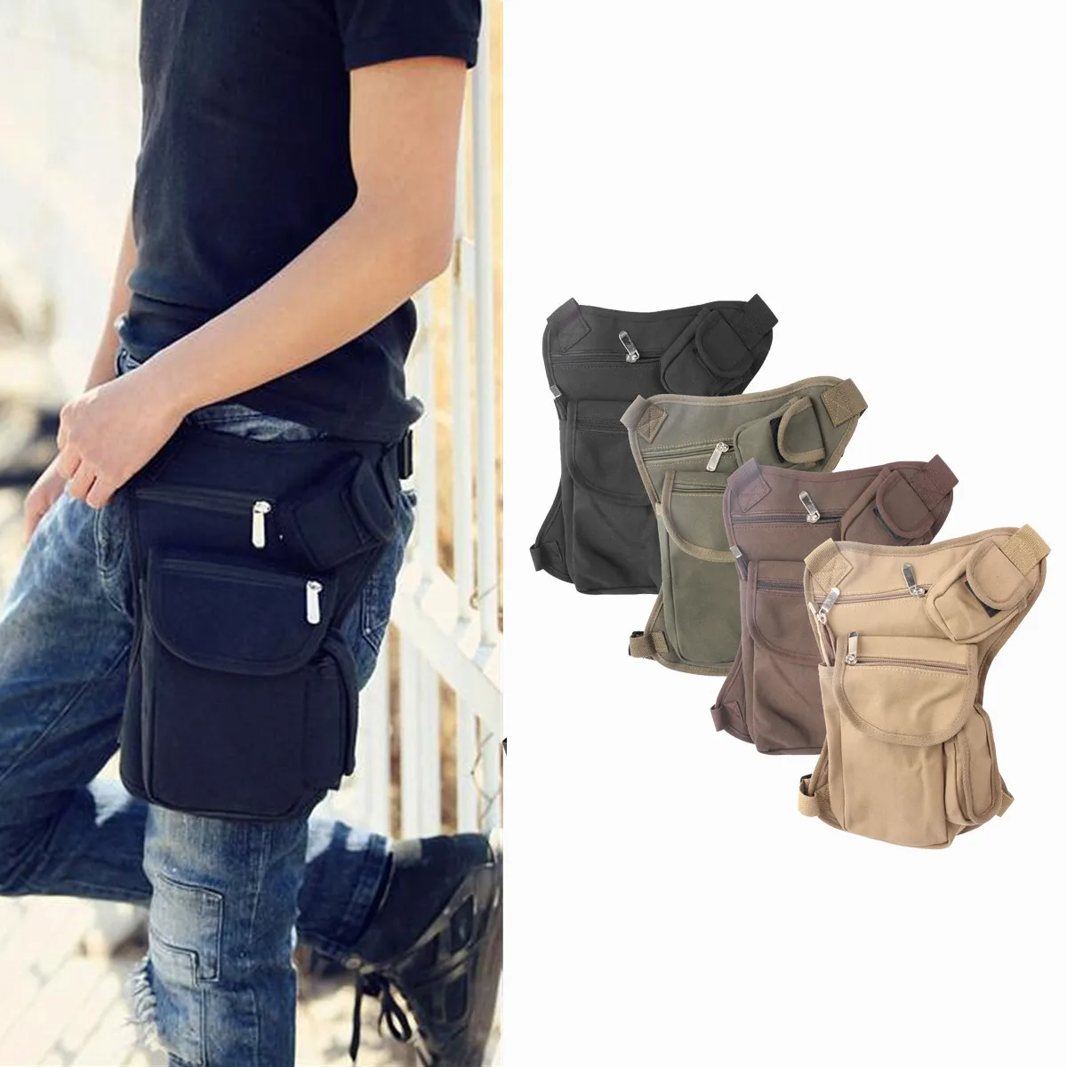 Utility Men Canvas Tactical Hiking Travel Fanny Pack Waist Thigh Drop