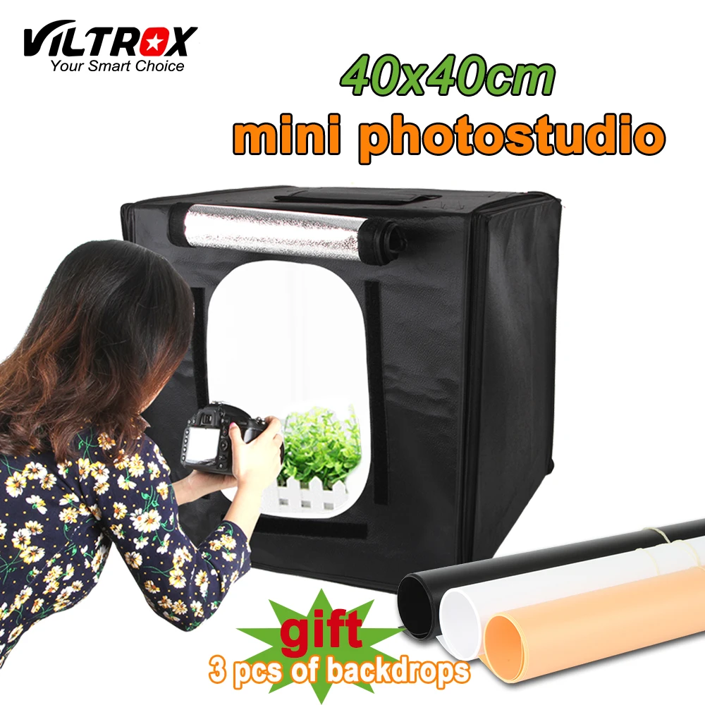 Портативный софтбокс Viltrox 40*40 см световой короб для фотостудии + светодиодные
