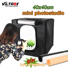 Viltrox 40*40cm Portable soft box lightbox Photo Studio light Box +LED Lamps Shooting Tent Kit For Canon Nikon Camera Smartphone
