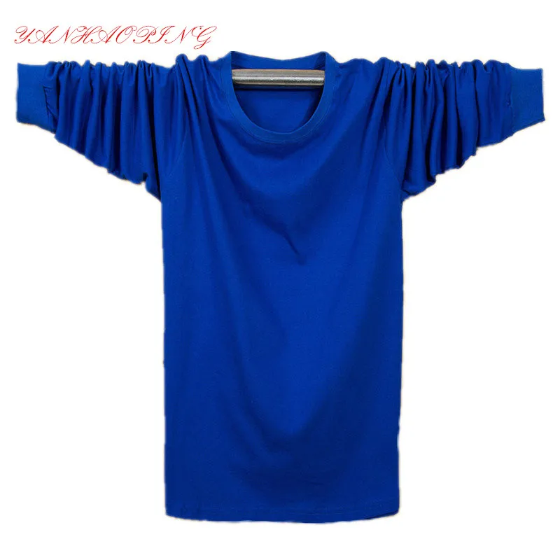 

2019 Spring Autumn Men Solid Color Plus Size Long Sleeve T Shirts Men's Casual Loose T -Shirts Big Size Tops XL-7XL SW42