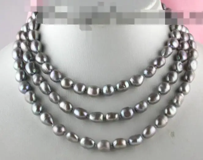 

FREE SHIPPING>>>@@ > 3872 baroque gray freshwater pearl necklace