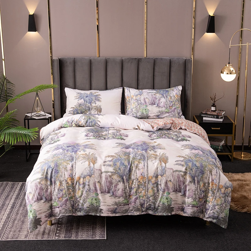 

Coconut Tree Printing Bedding Set Nordic Style Queen/King/Twin Size Duvet Cover Set Home Bedroom Decor Bed Linens Bedclothes