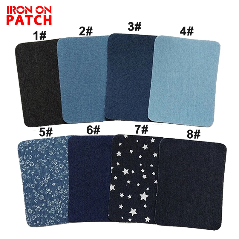 

5PCS Denim Iron On Patches DIY Jeans Embroidered Patch Ironing Patch For Jean Backpack Sewing Craft Repair Elbow Knee Denim