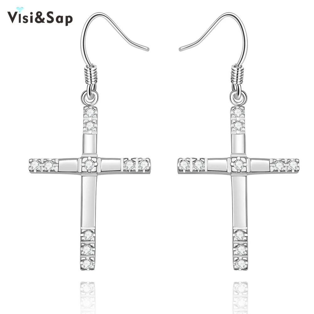 

Visisap Jesus Christ Cross Dangle Earring Simple Drop Earrings For Women Fashion Jewelry Lovers Gifts Dropshipping VLCE518