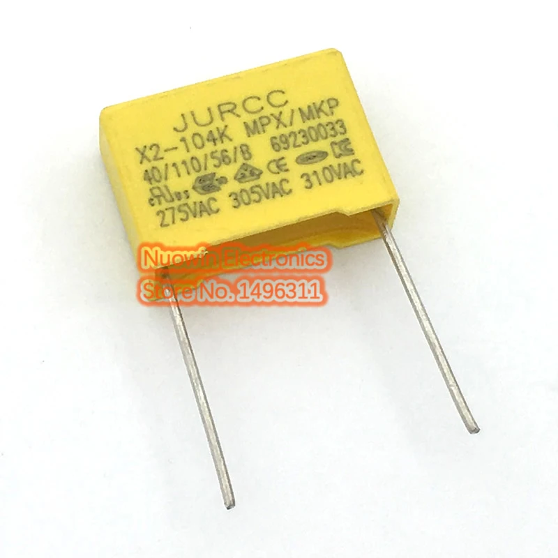 20pcs 100nF capacitor X2 capacitor 275VAC Pitch 15mm X2 Polypropylene