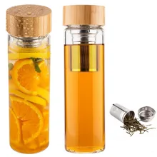 350/450 мл бизнес-Тип стеклянная бутылка для воды бутылка с чайным фильтром из нержавеющей стали двухслойная стеклянная Спортивная бутылка для воды стильная