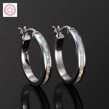 

JZE0010 Classic Orange Fire Opal silver Plated Hoop Earrings For Women