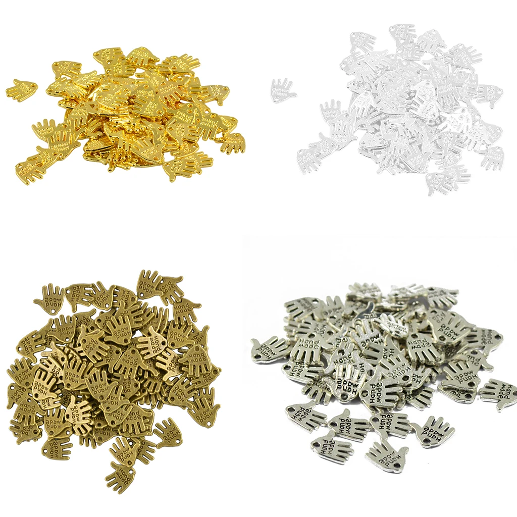 

50 Pieces Hand Made Label Hand Finger Shaped Charms Pendant DIY Jewelry Findings