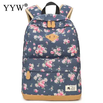 

YYW Brand 2018 Canvas Printed Backpack Women Large Capacity Back Bag Shivering Travel Backpack Student Schoolbags