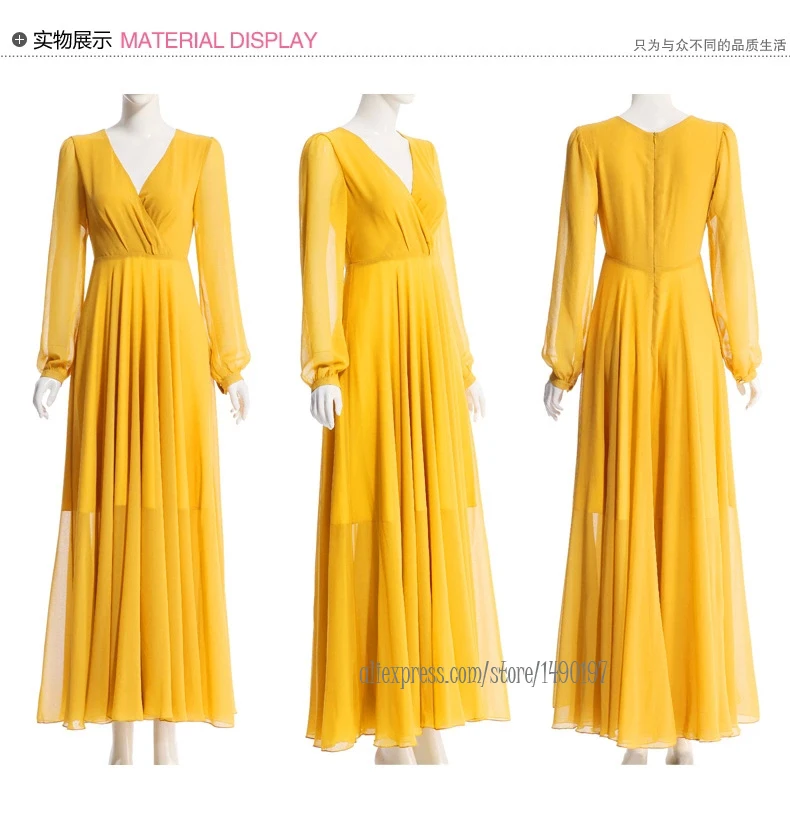 long sleeve maxi dress yellow