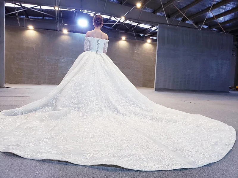 Vestidos de Casamento com Manga Vestido de Casamento Design de Moda Querida Rendas Longa Flores Artesanais Apliques Princesa 2021 Novo Htl276 4 de casamento 2020 novo design de moda