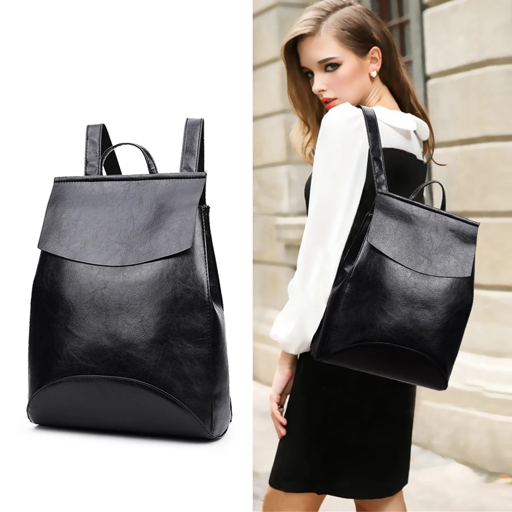 2017 Design PU Leather Backpack Women Backpacks For Teenage Girls School Bags Black Summer Brand Vintage