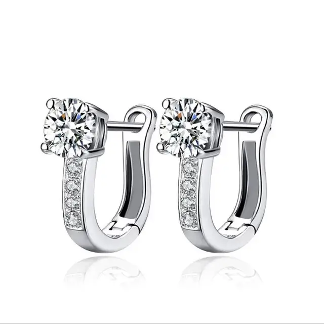 Fashion Silver Gold Color Horse Shoe Hoop Earrings Jewelry Luxury Fashion Silver Gold Color Horse Shoe Hoop Earrings Jewelry Luxury Rhinestone Inlaid U
