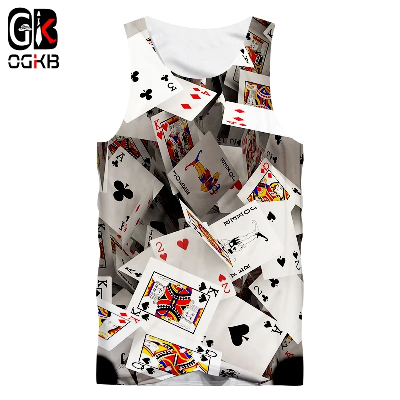 

OGKB Brand Poker Cards Men vest Military Tank Top 3d Whole Body Printing War Casual 2019 Cool Harajuku 6XL