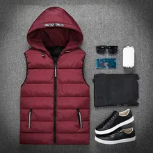 Новая стильная зимняя мужская куртка, модные повседневные мужские куртки без рукавов, мужские пальто с хлопковой подкладкой, безрукавка жилет с капюшоном Homme