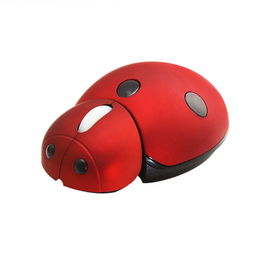 CHYI Мультфильм Божья коровка беспроводная мышь 3000 dpi 2.4Gzh эргономичная мышь универсальная компьютерная мышь для детей настольная Мышка для ноутбука - Цвет: red wireless mouse