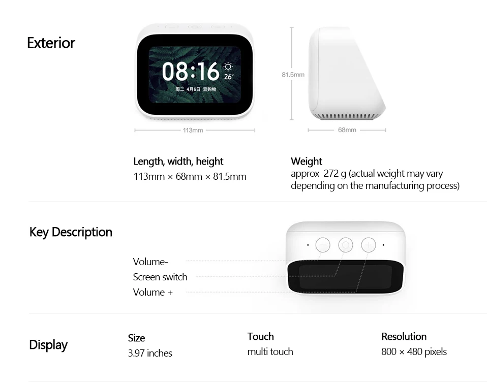 Original Xiaomi Xiaoai Touch Screen Bluetooth 5.0 Speaker Digital Display Alarm Clock WiFi Connection Smart Home Mi Ai Speakers (16)