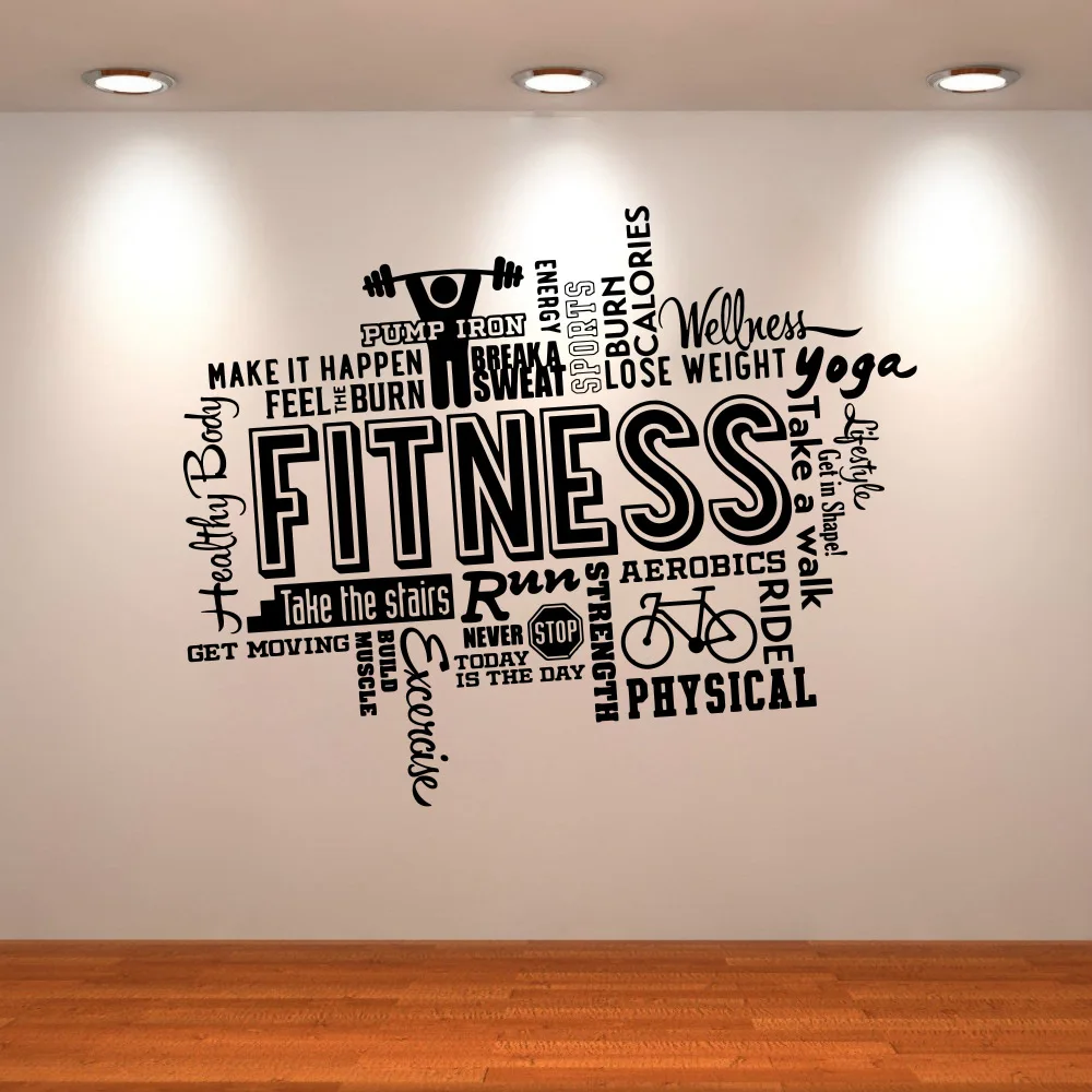 Wall Decal Healthy Lifestyle Sport Wall Sticker Motivation Fitness Gym
