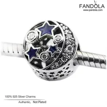Браслет Pandora Charms из стерлингового серебра 925 пробы, винтажное ночное небо, Полуночный Шарм, бусины для изготовления ювелирных изделий Berloque