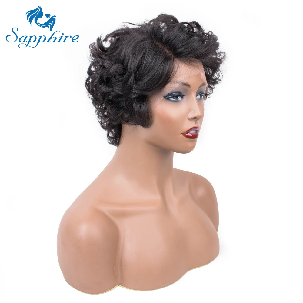 

Sapphire Brazilian Hair Short Human Hair Wigs Remy Human Hair Curly Wigs For Women 100% Human Hair natural color free shipping