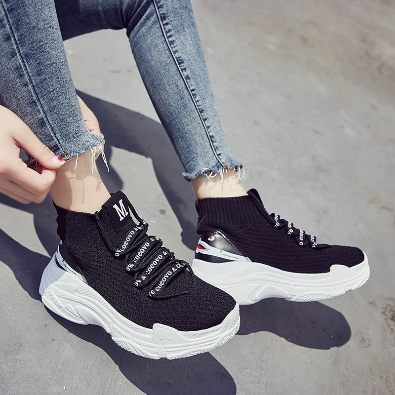 

Sport Shoes Woman New Balenciaca Sneakers Sock Shoes Zapatillas Mujer Deportiva Running Sneakers Flyknit High Elastic Unisex