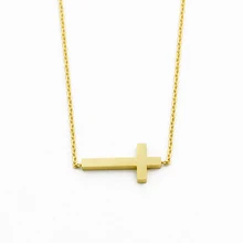 ACEBFEET Stainless Steel Cross Jesus Necklaces Faith Jewelry Gold Silver Link Chains Pendant Statement Bijoux for Women