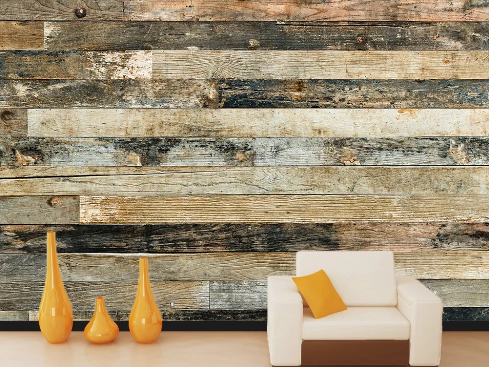 [Self Adhesive] 3D Retro Wood Texture 16 Wall Paper mural Wall Print