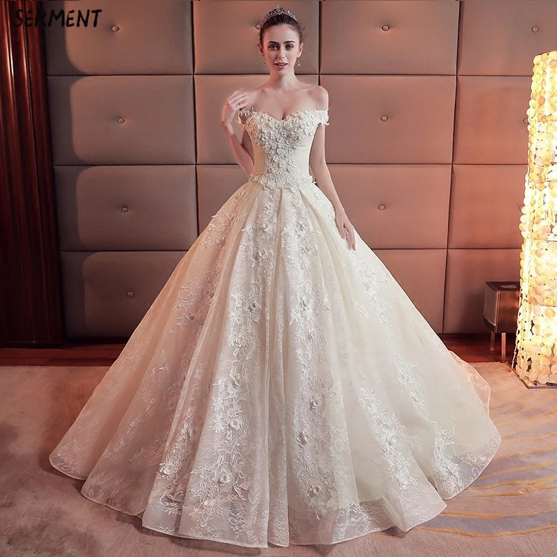 

Main Wedding Dress 2019 New Bride Champagne Color Shoulder Summer Simple Long Tail French Light Sen Female