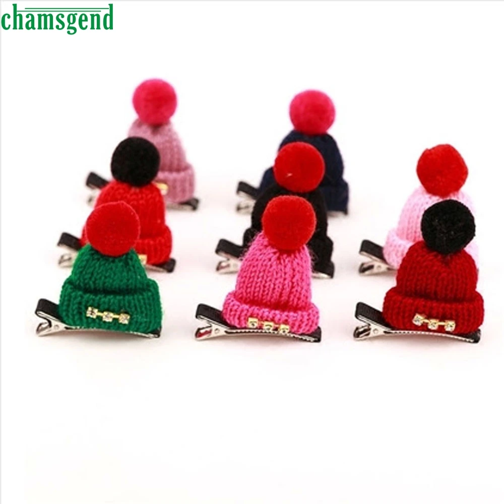 

CHAMSGEND Cute hair ornaments headdress autumn winter wool baby Girls Infant Kid Hat Shape Hairpin Hair Clip Accessories AG8 p30