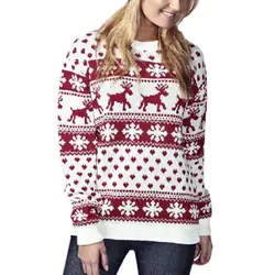 Для женщин леди джемпер свитер пуловер Топы корректирующие пальто Рождество Зима s Дамы Теплый Краткое свитеры для