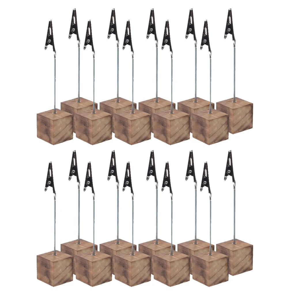 Set Of 20 Rustic Wooden Card Clip Holders Table Number Stands Memo Picture Name Holder, Home Wedding Party Favors Decoration