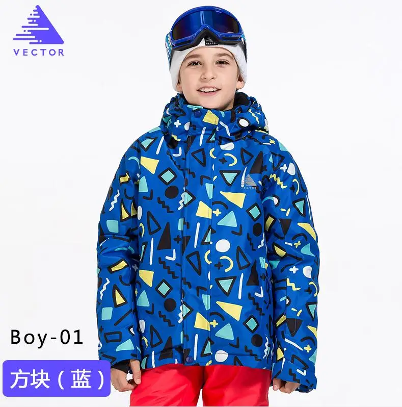 Векторные брендовые зимние лыжные куртки для мальчиков, теплые лыжные куртки для сноуборда, Детские ветрозащитные водонепроницаемые спортивные пальто для улицы HXF70014 - Цвет: Boy-01